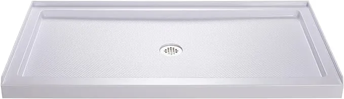 SlimLine 54 in.x 32 in. Single Threshold Shower Base in White with Center Drain