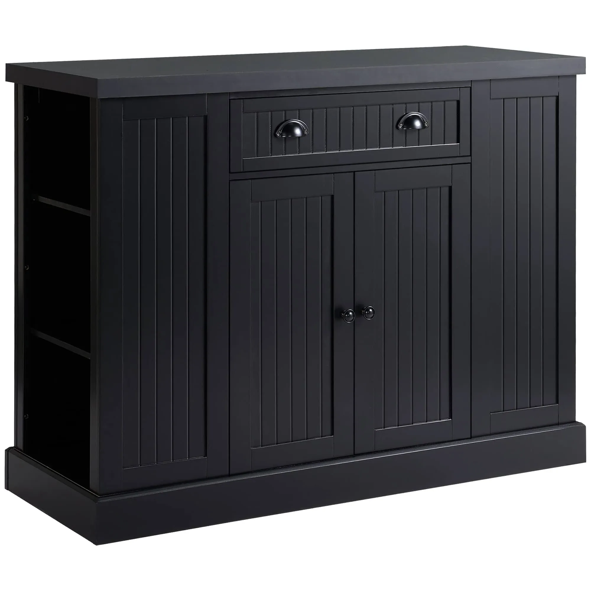 Freestanding Kitchen Island Storage Serving Cabinet Organizer Black