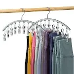 Volnamal Legging Organizer for Closet, Metal Yoga Pants Hanger w/Rubber Coated 2 Pack w/10 Clips Hold 20 Leggings, Hangers Space Saving Hanging