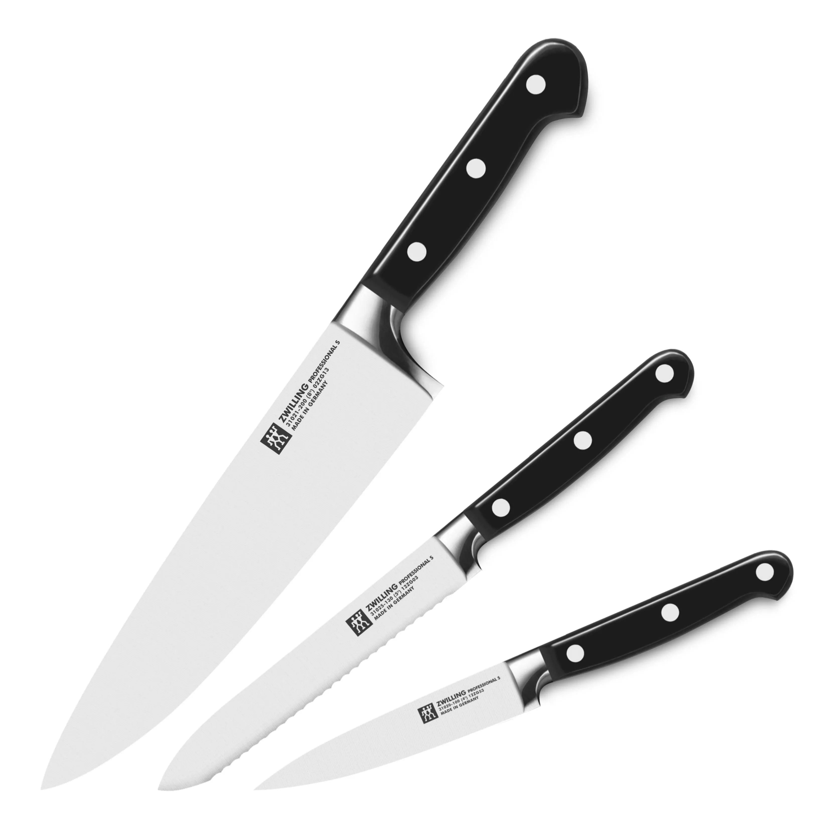 Zwilling J.A. Henckels Twin Professional S 3-Piece Chef Knife Set, Stainless Steel/black