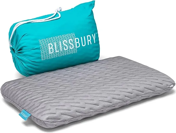 BLISSBURY Stomach Sleeping Pillow - Thin Memory Foam Pillow for Stomach Sleepers | Ultra Thin Pillow for Sleeping | Flat Pillows for Sleeping, Slim