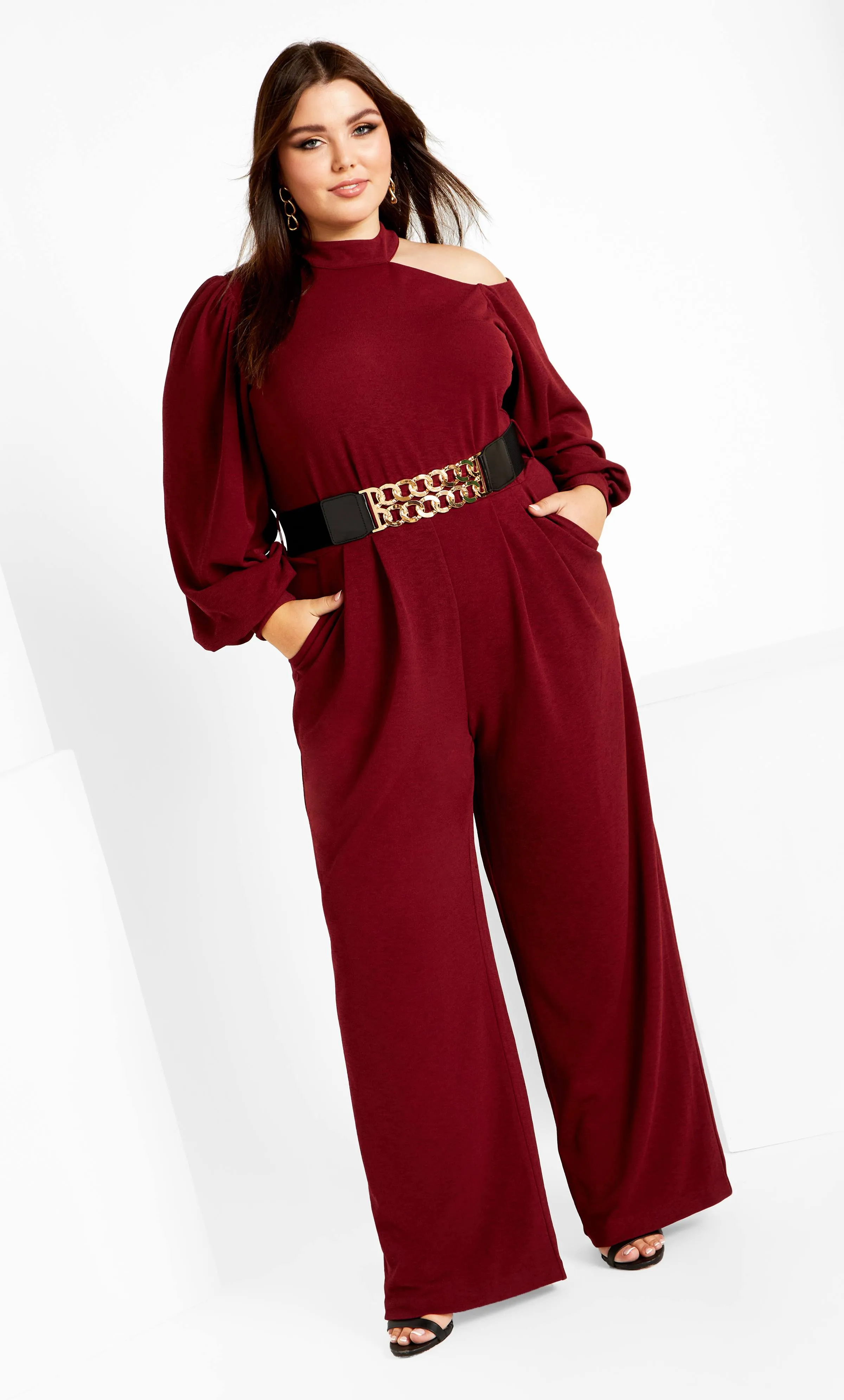 City Chic Plus Size Jumpsuit Charlie in Ruby | Size 18 | Avenue