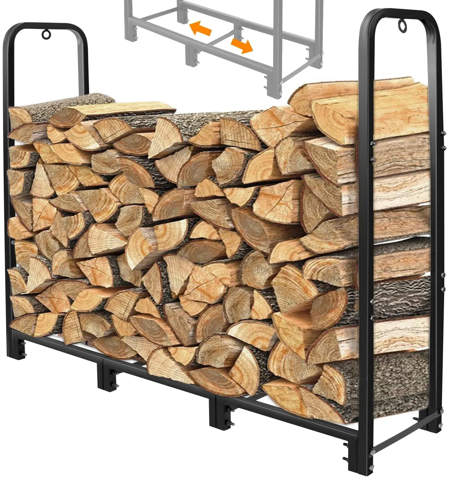 4Ft Outdoor Firewood Rack, Upgraded Adjustable Heavy Duty Logs Stand Stacker ...