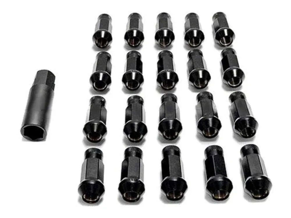 Muteki SR48 Series Black 12mm x 1.5 inch Thread Size Open End Lug Nut with Key (Set 20), Size: 12x1.5