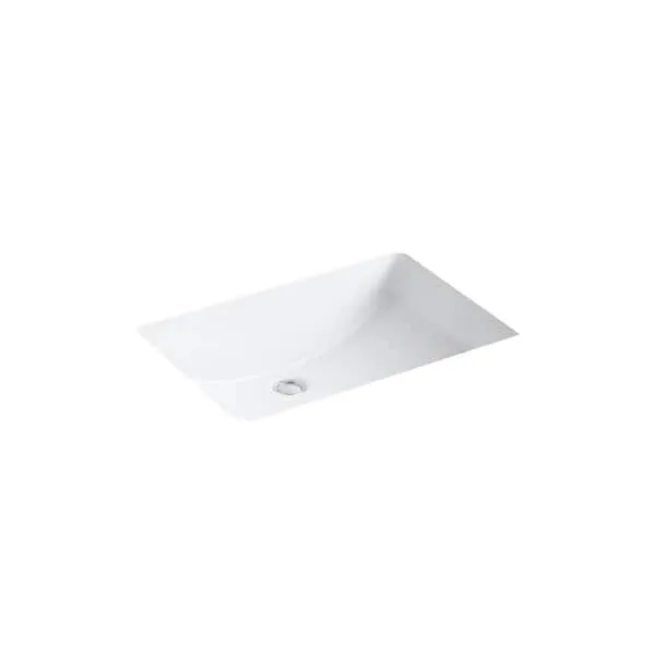 KOHLER 2215-0 Ladena Rectangular undermount Bathroom Sink with Curved Bottom, 23-1/4" W x 16-1/4" L, White