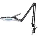 10X LED Magnifying Lamp with Clamp, KIRKAS 2,200 Lumens Dimmable Super Bright Daylight Magnifying Glass with Light, Adjustable Swivel Arm Lighted Magnifier lamp for Reading Repair Crafts- Black