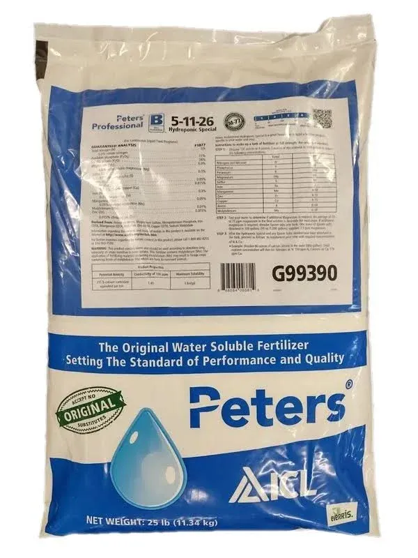 Peters Professional 5-11-26 Hydroponic Special Fertilizer, 25 lb |