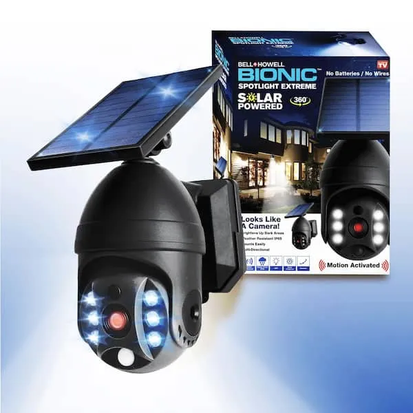 Bell+Howell Bionic Spotlight Extreme 360 - Solar Powered Outdoor Lights, Rain and Snow Resistant, Wireless w/Motion Sensor Outdoor Solar Lights for Yard, Garage, Lawn, Patio and Garden As Seen On TV