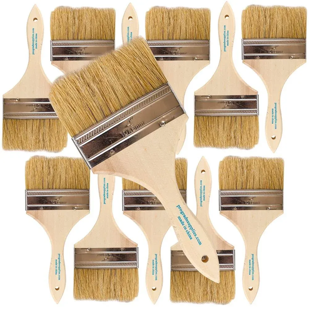 (12) 4&#034; chip Brushes paint Painting wood Handles