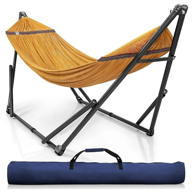 Tranquillo Universal 106.5 inch Double Hammock with Adjustable Stand, Yellow