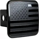 eVerHitch 2 Inch Trailer Hitch Cover Plug with Metal American Black Flag Fit for Any 2" Hitch Receivers