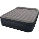 Intex Queen Dura Beam Deluxe Pillow Raised Airbed Mattress with Built in Pump