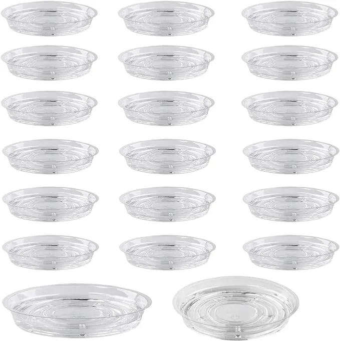 9 Pack Clear Plastic Plant Saucers (12 inch) Drip Trays Plant Plate Dish for Indoor Planters Flower Pots, Bulk