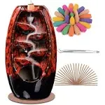 Ceramic Backflow Incense Holder Incense Burner Waterfall, with 30 Incense Stick