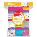 Hanes Girls Tagless Brief Underwear, 10 Pack Panties  Size 8