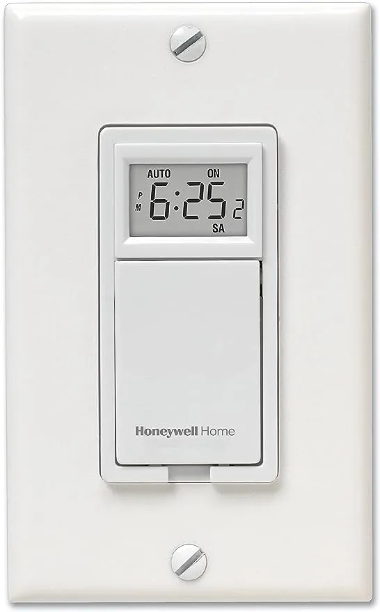 Honeywell Home RPLS730B1000 Temporizador de interruptor de luz programable de 7 días, blanco