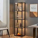 Fenlo Fantasy Plus 66" Luxury Glass Display Shelf with Dimmable LED Floor Lamps