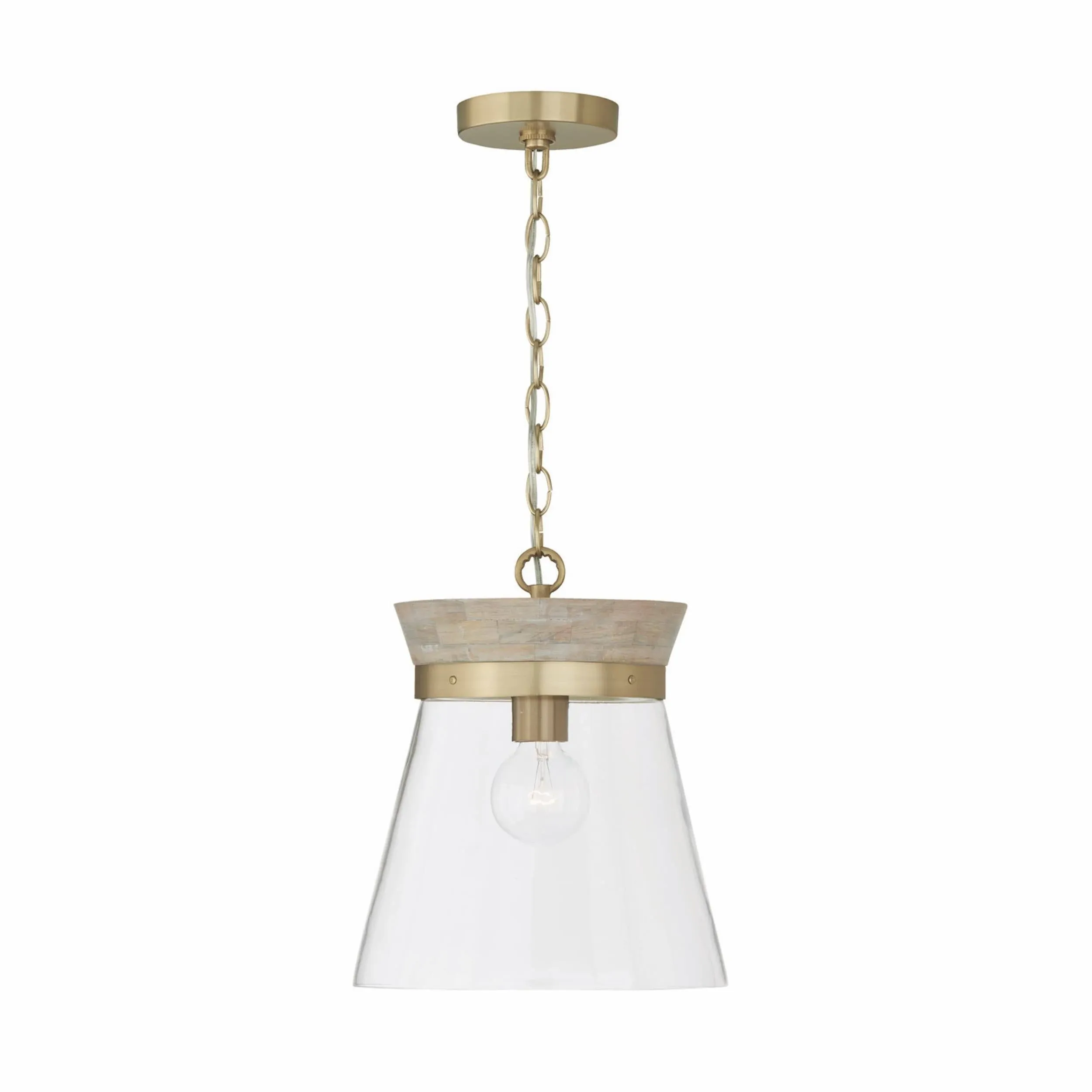 Capital Lighting Finn 1 Light Pendant White Wash/Matte Brass