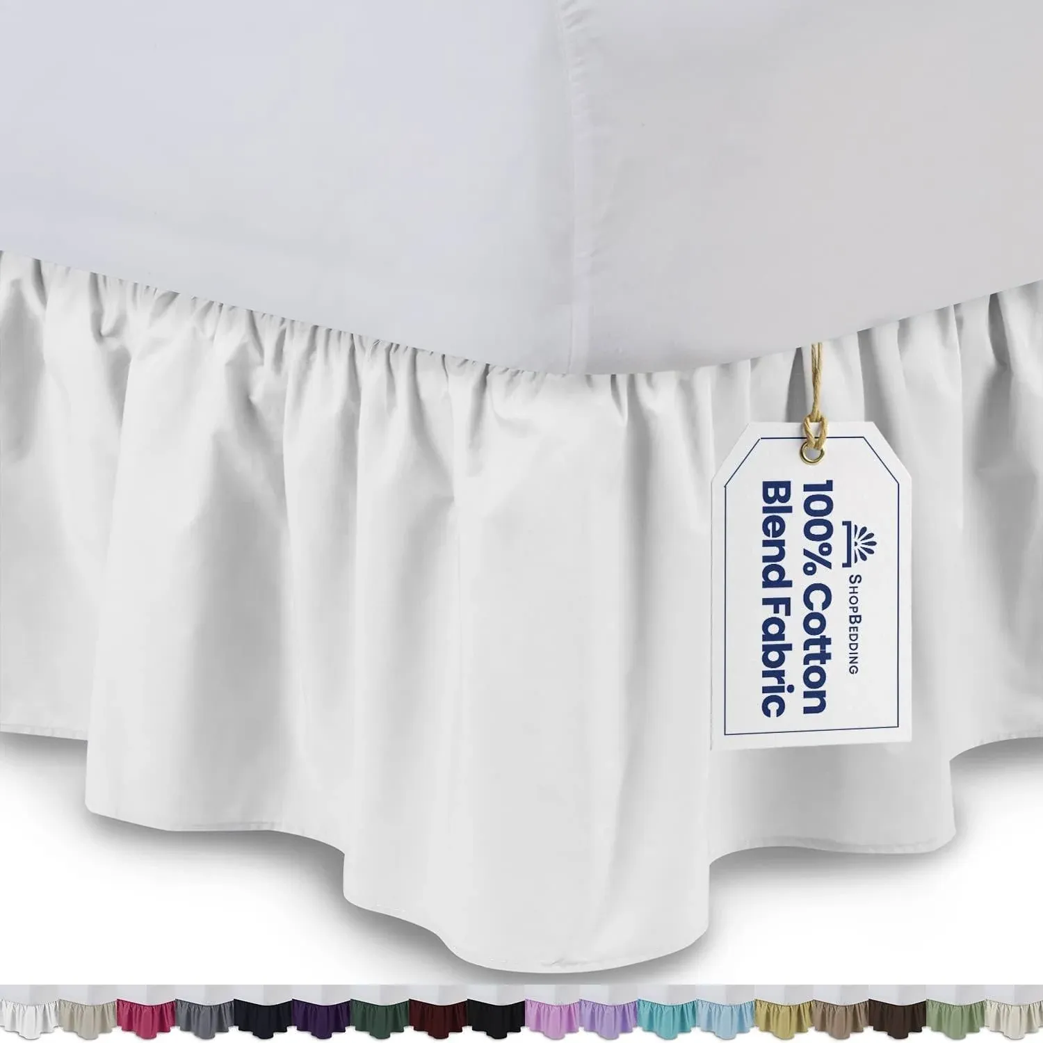 Shopbedding Ruffled Bed Skirt - White, Cal King 18" Drop