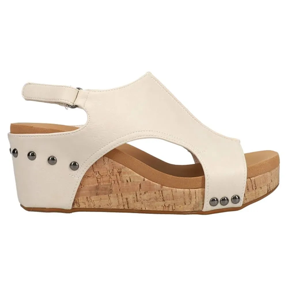 Corkys Carley Wedge Sandals in Cream 6