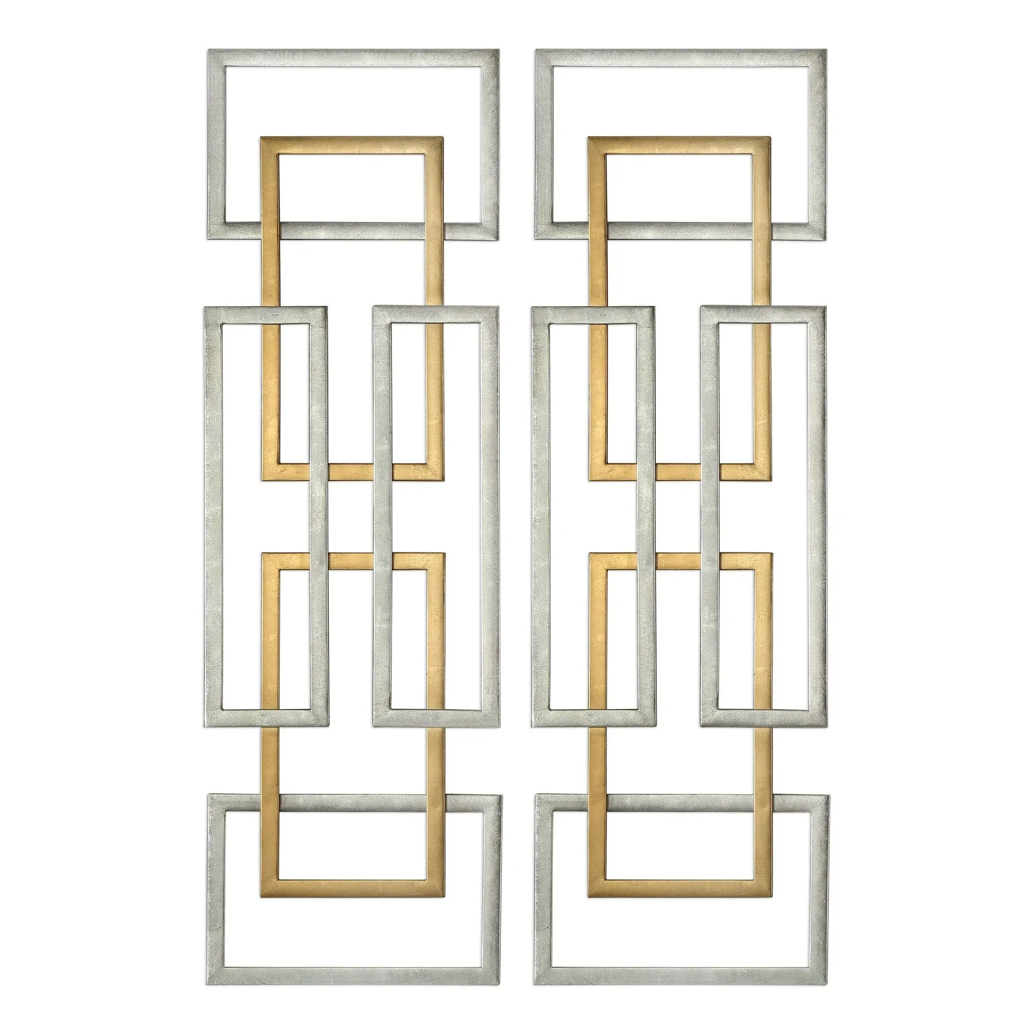 Aerin - 50.63 inch Geometric Wall Art (Set of 2) - 15.75 inches wide by 1.25 inches deep