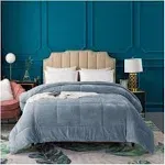 Kasentex Reversible Plush Sherpa Twin Comforter, Gray, Blue