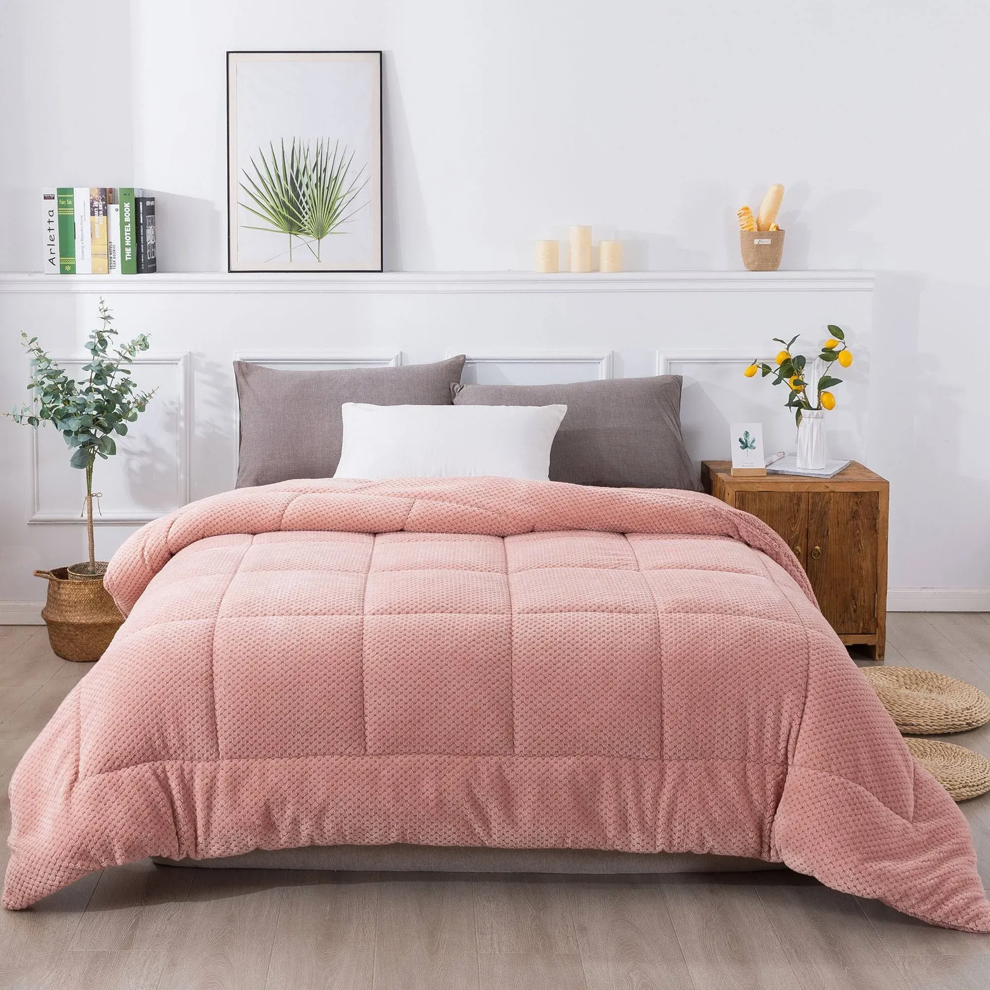 King Sunset Rose King Size Comforter Soft Microfiber Box Stitched Design 104x90