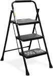 3 Step Ladder Folding Step Stool With Wide Anti-Slip Pedal 500lbs Black NEW