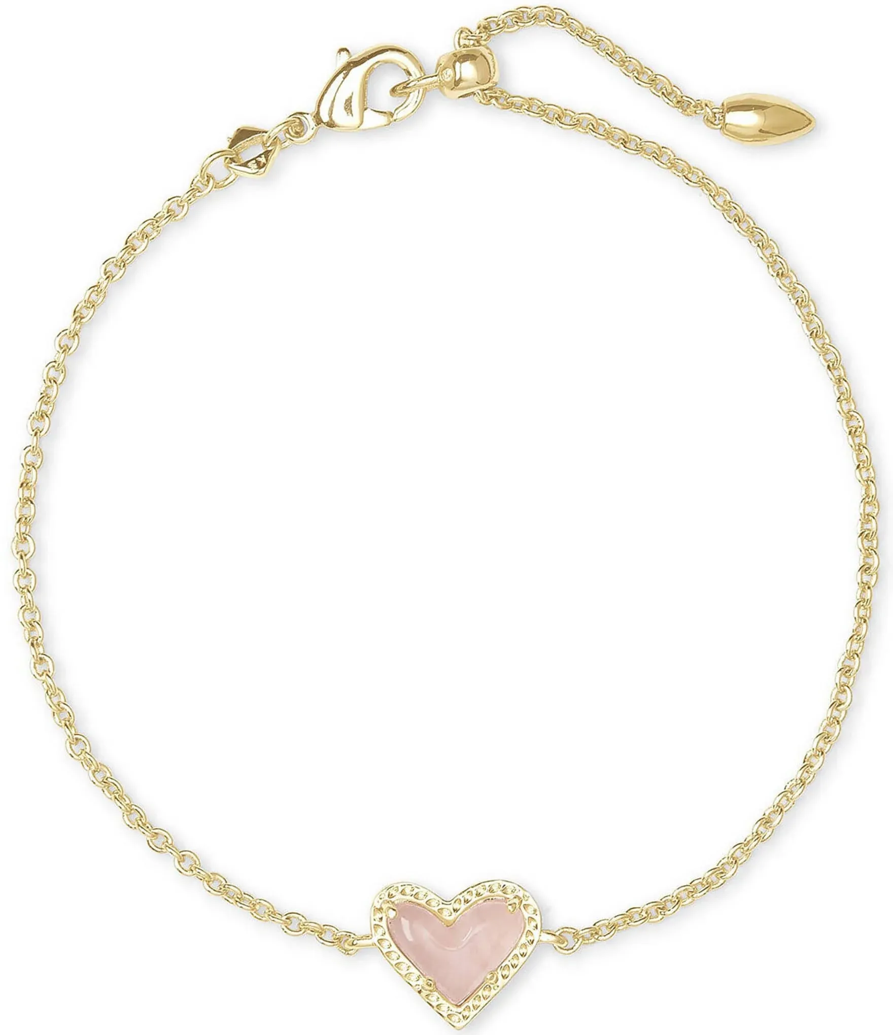 Kendra Scott Ari Heart Gold Chain Bracelet - Rose Quartz