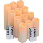 Aignis Flameless LED Candles with 10-Key Remote & Timer, Outdoor Indoor Waterproof Battery Operated Candles for Home/Wedding Décor, Exquisite Set of 12 (D2.2'' x H4''5''6''7'')