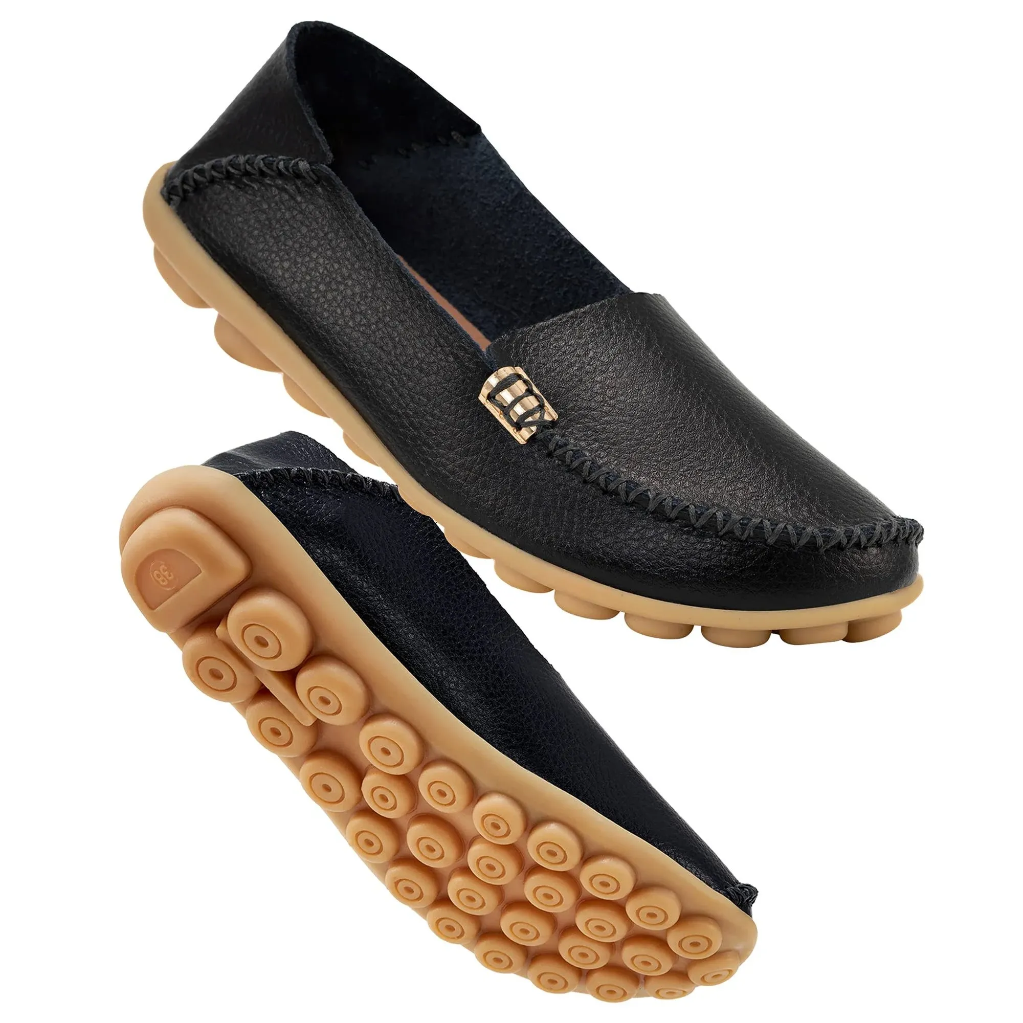 Duoyangjiasha Women's Comfortable Loafers Casual Round Toe Moccasins Wild Driving Flats Soft Walking Shoes Women Slip On