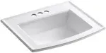 KOHLER Archer Modern Drop-in Bathroom Sink Predrilled Holes Vitreous China White