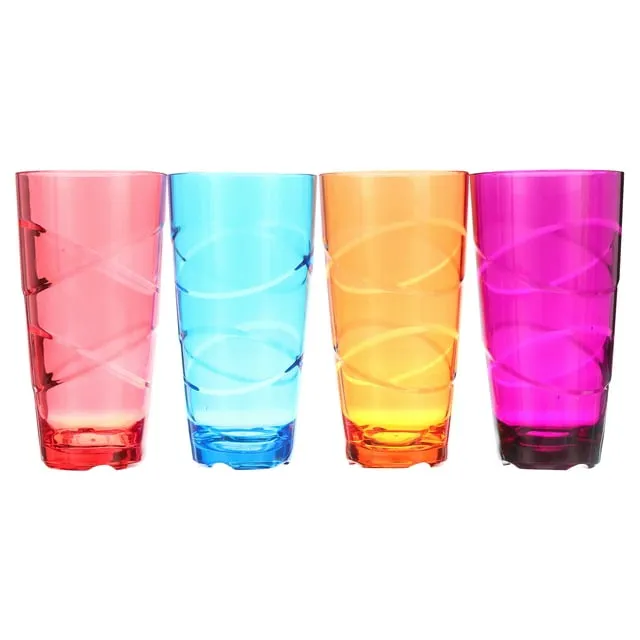 CreativeWare Circus Set of 8, 24 Ounces Tumbler Set, 8 Count (Pack of 1), Multicolor