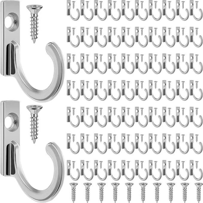 Zhehao 100 Pieces Key Hooks Jewelry Small Hooks Key Hanging Small Hooks Wall ...