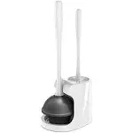 MR.SIGA Toilet Plunger and Bowl Brush Combo for Bathroom Cleaning, White, 1 Set