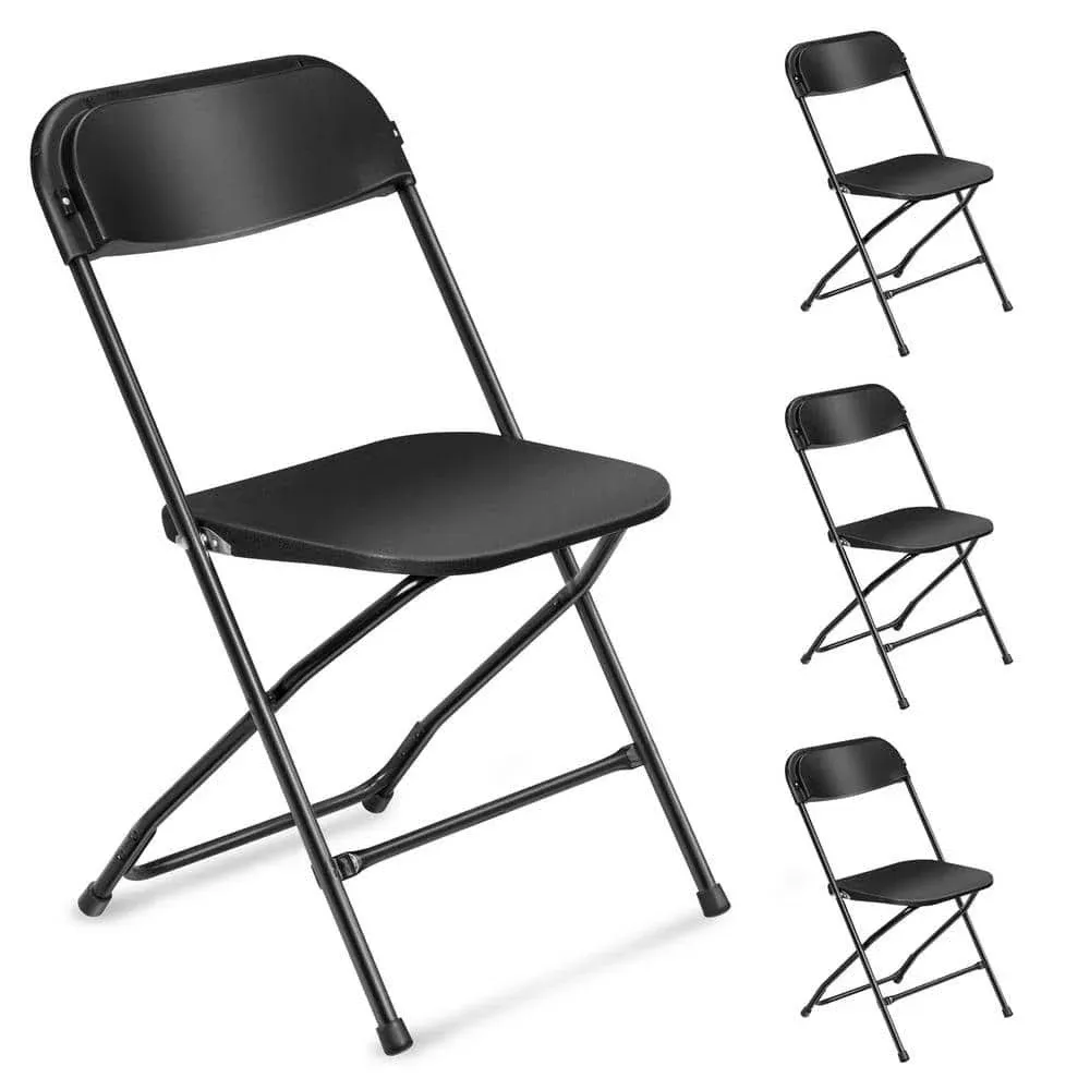 Vingli Plastic Folding Chair Indoor Outdoor Portable Stackable Commercial Seat with Steel Frame 350lb. Capacity for Events Office