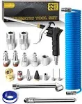 22-Packs Air Compressor Accessories Kit, 25FT Upgrade Repairable PU Air Hose with 1/4'' NPT Air Tool Kit, Air Blow Gun/Air Chuck/Tire Gauge, Pneumatic Tool Set