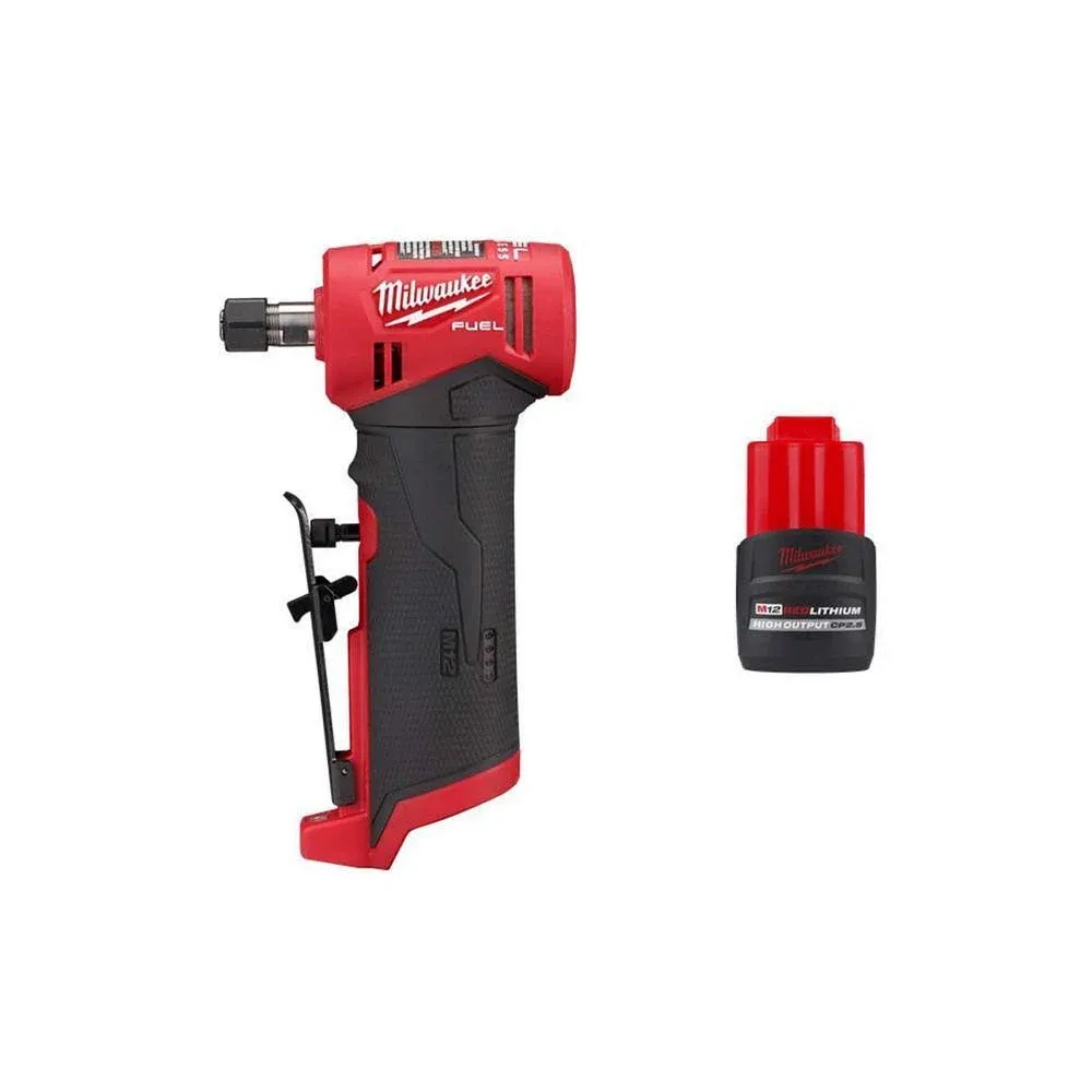 Milwaukee 2485-20-48-11-2425 M12 Fuel 12V Lithium-Ion Brushless Cordless 1/4 in. Right Angle Die Grinder W/CP High Output 2.5 Ah Battery Pack