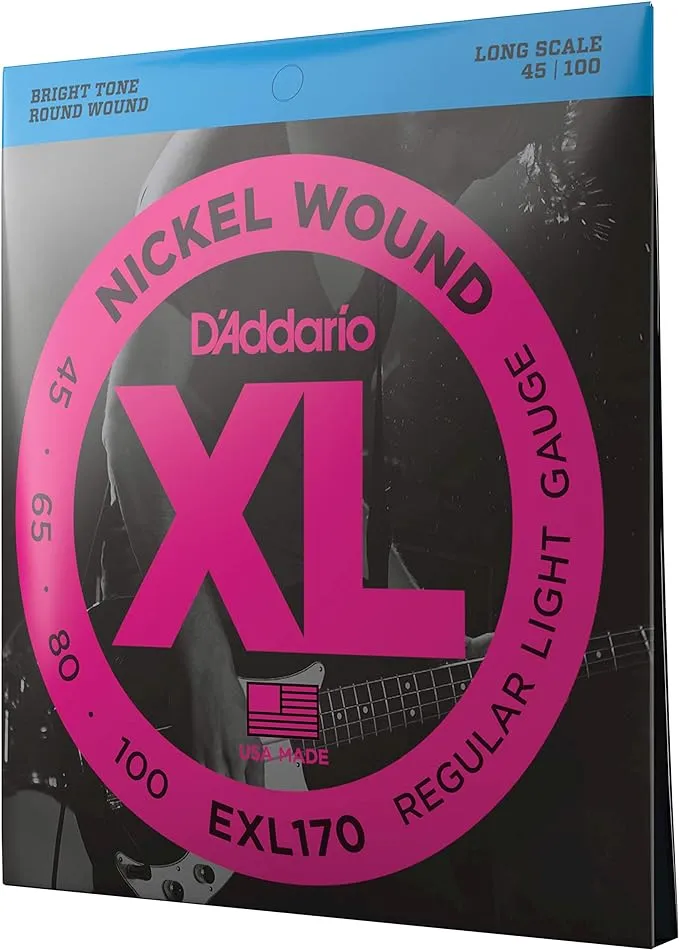 D'Addario EXL170 Nickel Wound Bass Strings, Light, 45-100, Long Scale