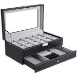 SONGMICS Watch Box 12 Mens Watch Organizer Jewelry Display Case with Lock and Keys Black UJWB012