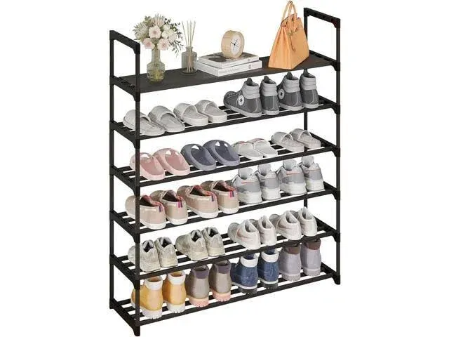 Calmootey 6-Tier Shoe Rack, Stackable Shoe Shelf, Shoes Storage Organizer for ...