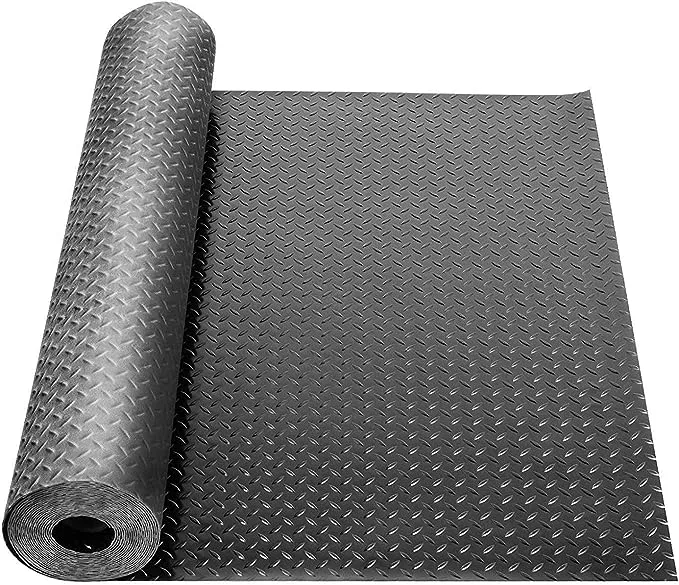 uyoyous 3.3 x 16.4FT Rubber Diamond Garage Floor Roll Diamond Tread Rollout Garage Flooring Rolls Diamond Plate Rubber Flooring Rolls Diamond Plate Pattern Flooring for Garage Industry Gym