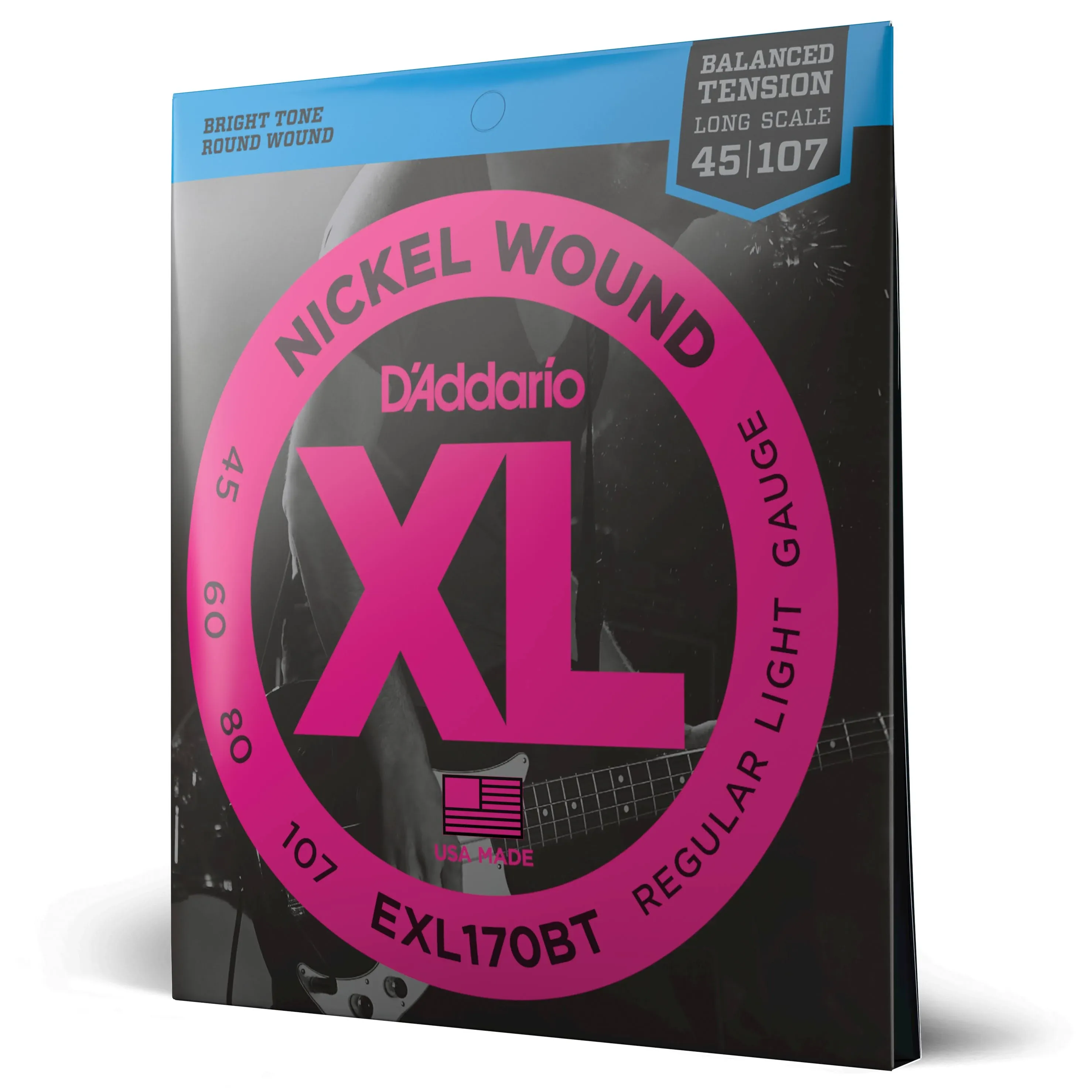 D'Addario EXL170 Nickel Wound Bass Strings, Light, 45-100, Long Scale