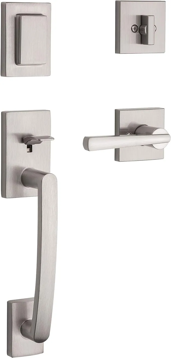 Baldwin Spyglass , Front Entry Handleset with Interior Lever, Featuring SmartKey Deadbolt Re-Key Technology and Microban Protection, in Satin Nickel