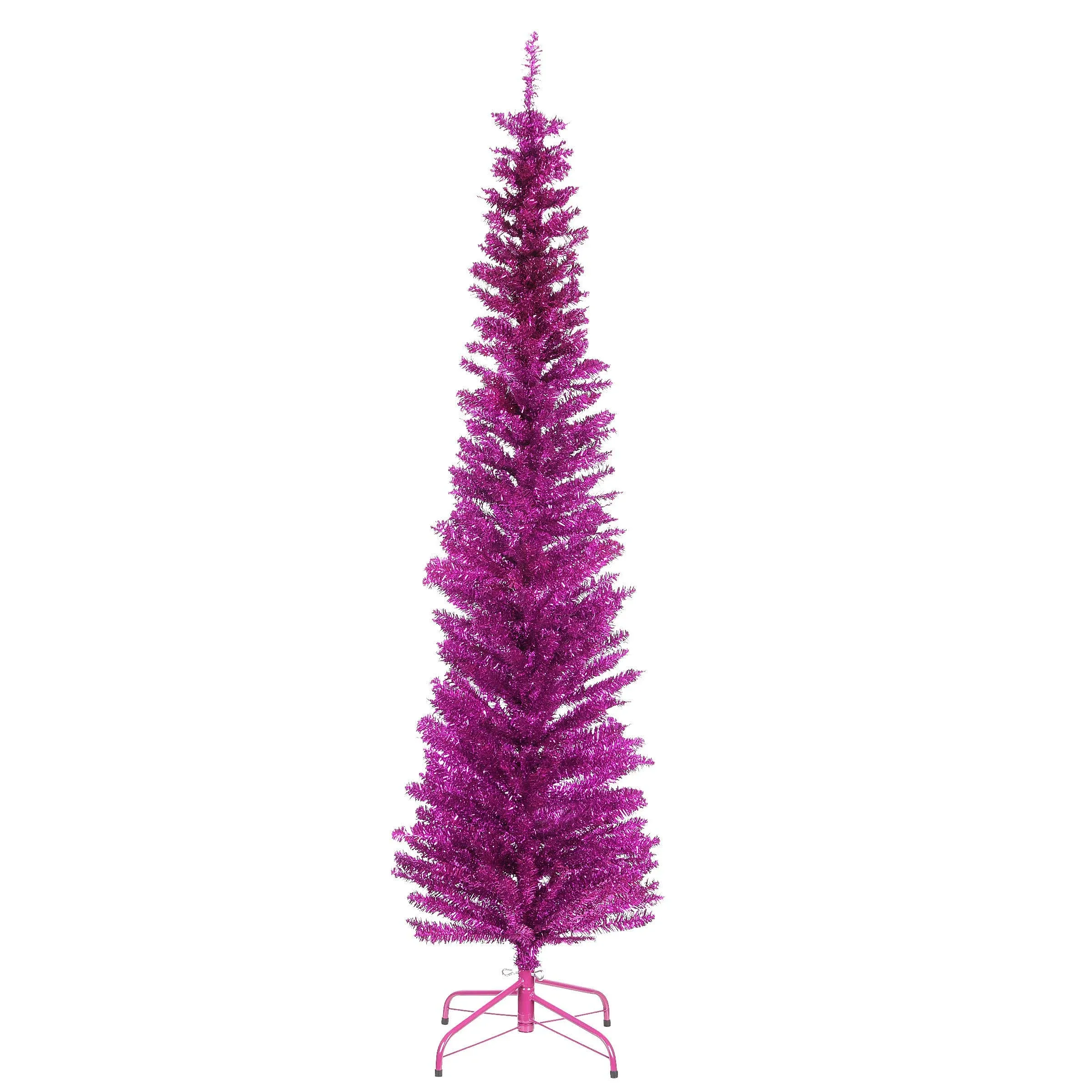 National Tree Company Artificial Christmas Tree, Purple Tinsel, Includes Stand, 6 feet