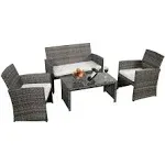 4 Piece Patio Rattan Furniture Set Turquoise