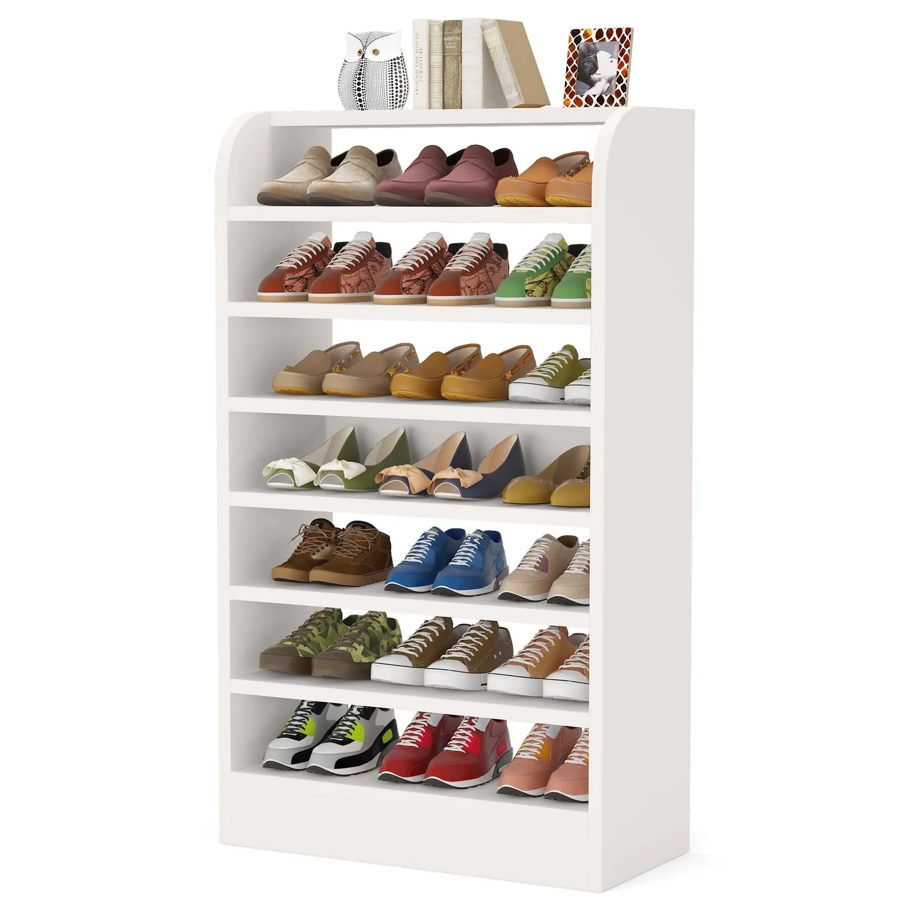 Tribesigns 47.24-in H 8 Tier 20 Pair White Engineered Wood Shoe Rack | HOGA-U0117