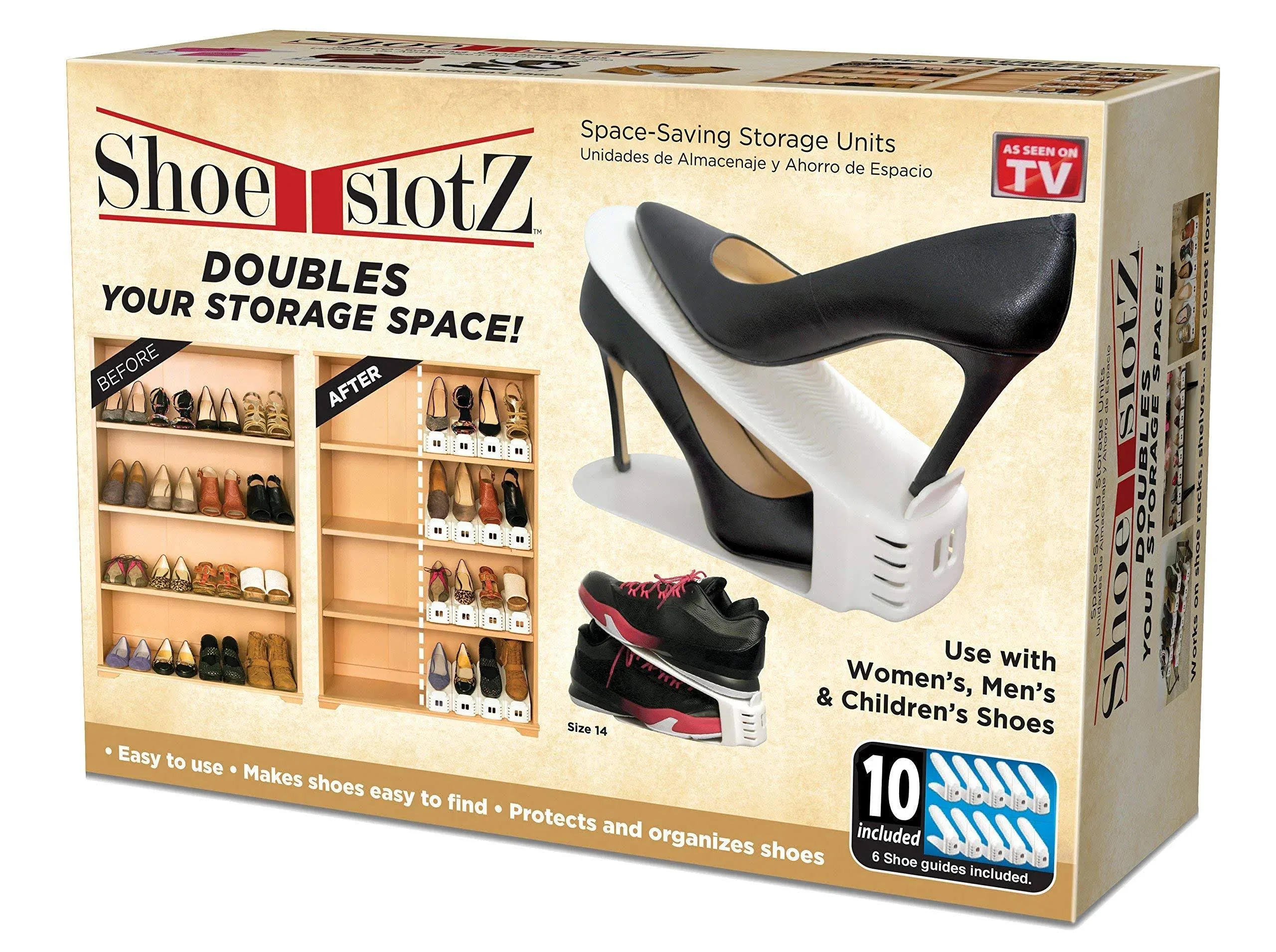 As Seen on TV Space Saving Shoe Slotz Storage Units 10 Pack - White