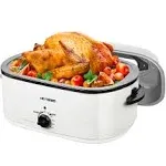 26 Quart Electric Roaster Oven with Visible & Self-Basting Lid, Large Turkey Defrost Warm Function, Adjustable Temperature, Removable Pan Rack, Stainless Steel, Silver