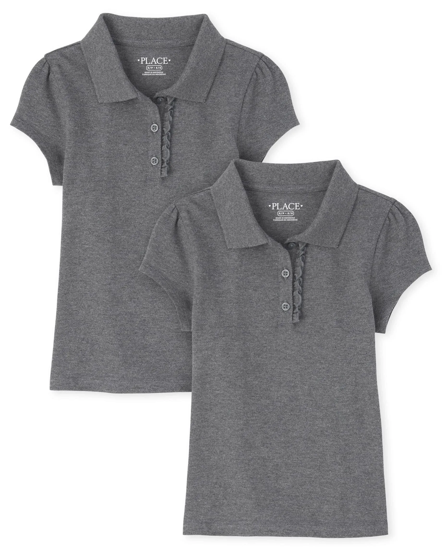 The Children's Place Girls Short Sleeve Ruffle Pique Polo Multipack